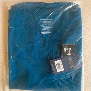 Cherokee Workwear Revolution 1 Pocket V-Neck Top / Caribbean Blue / XS / NWT